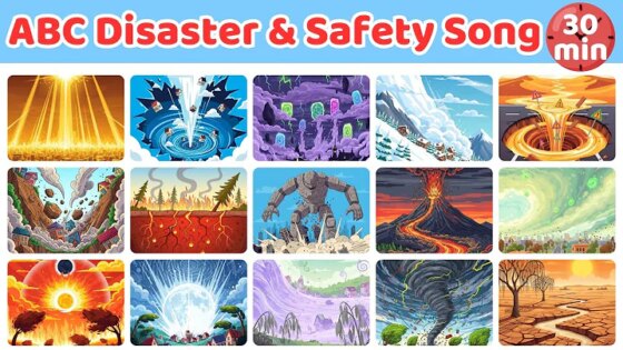 30 Minutes ABC Disaster & Safety Song for Kids Learn 26 Disasters & Protection Tips